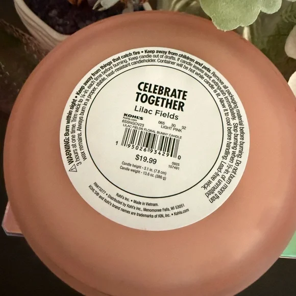 🆕🐰 CELEBRATE TOGETHER “LILAC FIELDS” FLORAL BUNNY EASTER/SPRING 3-WICK CANDLE. - Picture 6 of 7